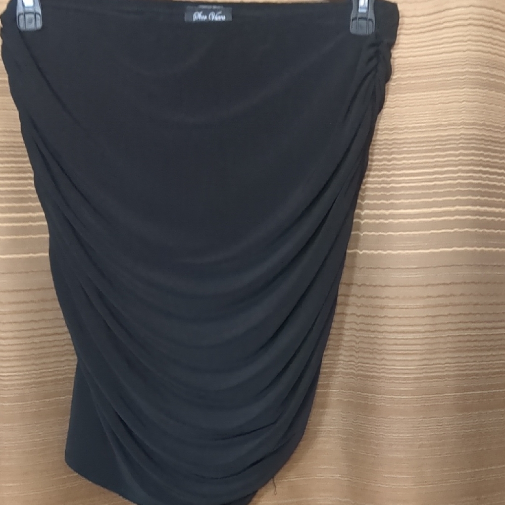 Star Vixen Black Draped Pencil Skirt